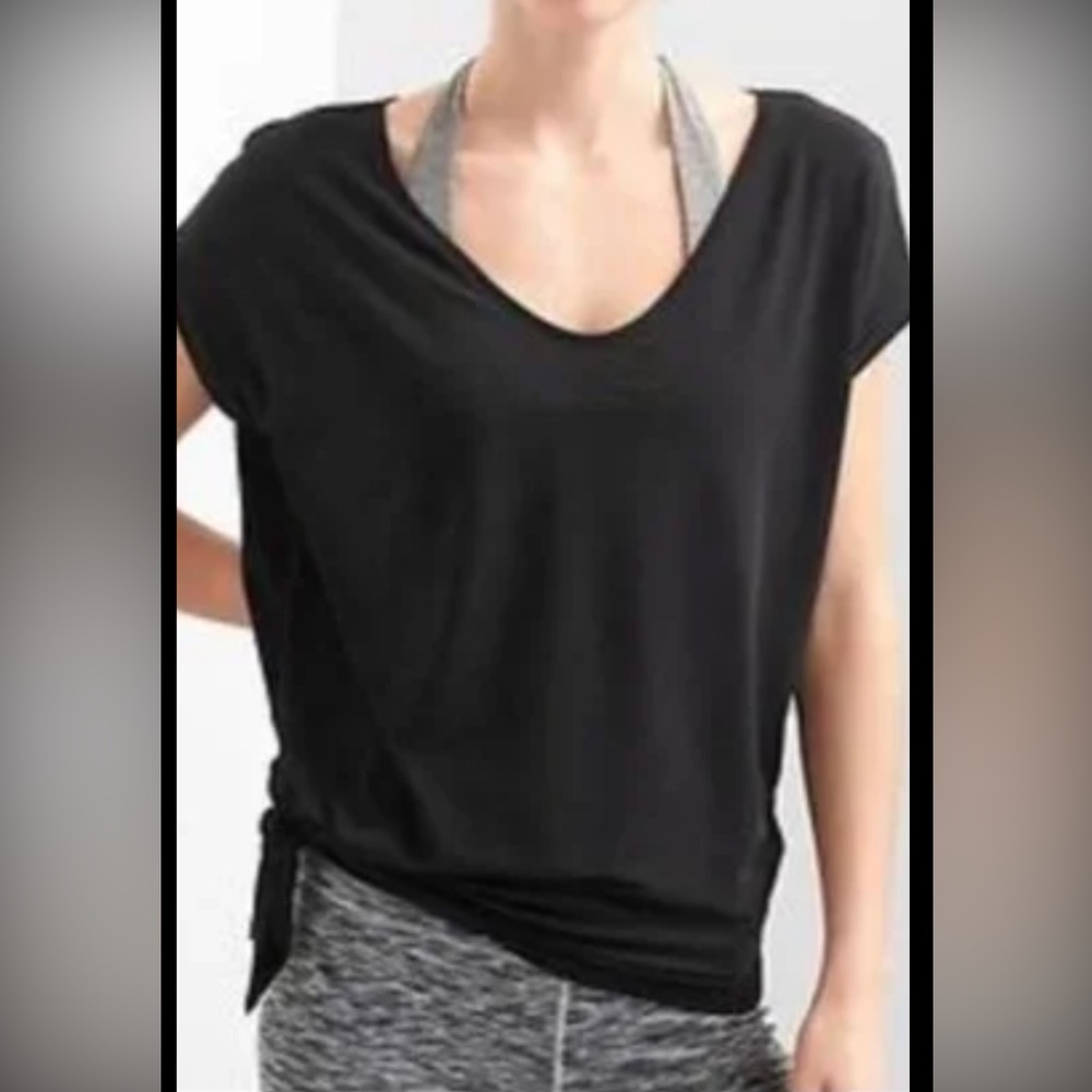 Gap Fit Breathe cap sleeve 2  BLACK and GRAY side tie shirts.  Both size XS